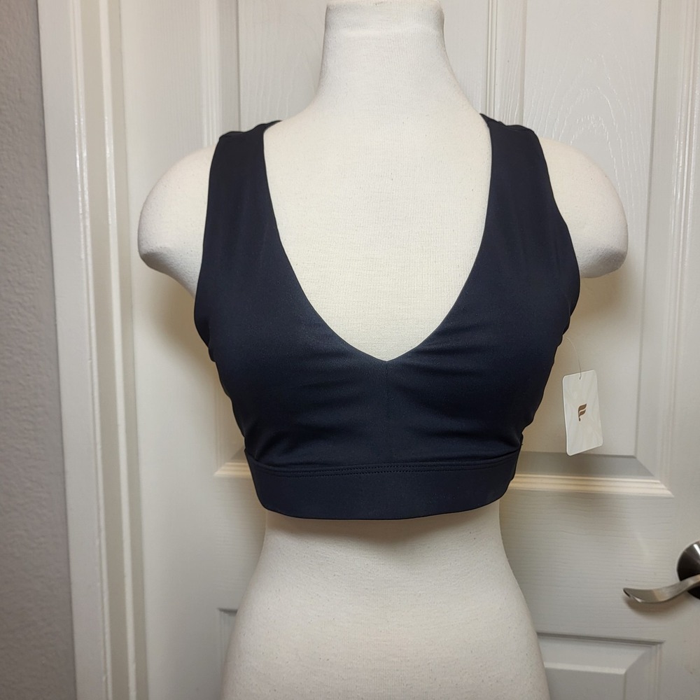 Fabletics On The Go Midi Medium Impact Sports Bra Black Size Medium-8 MSRP $64
